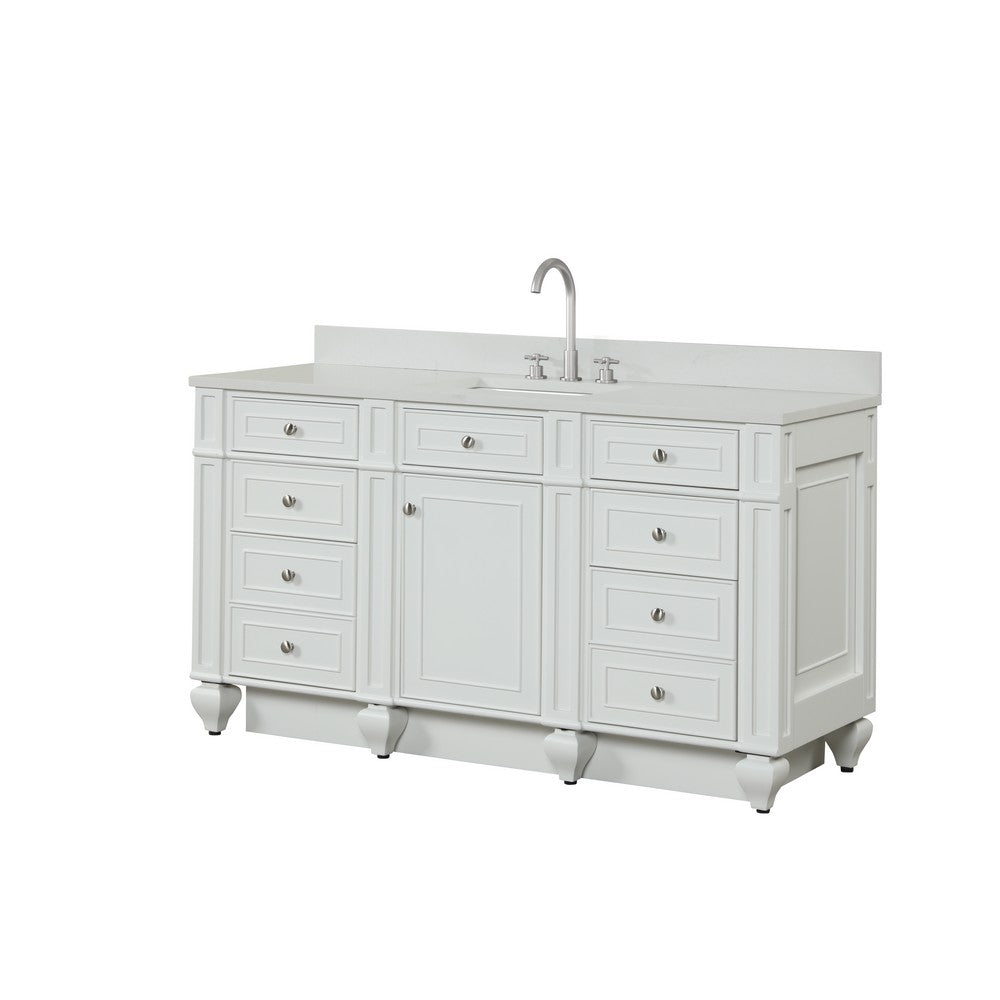 Design Element WN-60S-W Winston 60 Inch Freestanding Single Sink Bathroom Vanity