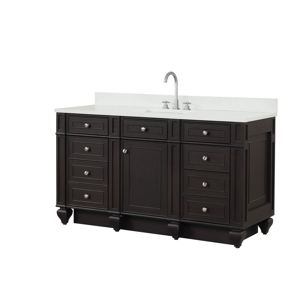 Design Element WN-60S-W Winston 60 Inch Freestanding Single Sink Bathroom Vanity