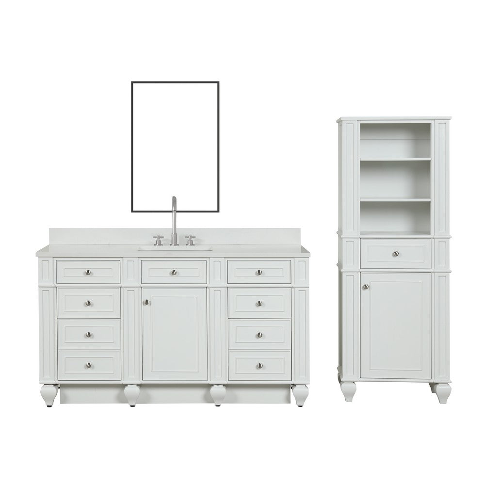 Design Element WN-60S-W Winston 60 Inch Freestanding Single Sink Bathroom Vanity