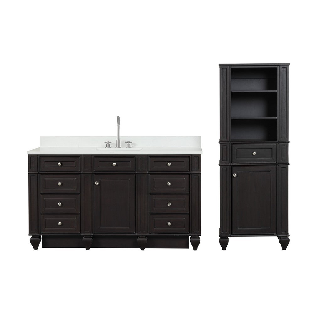 Design Element WN-60S-W Winston 60 Inch Freestanding Single Sink Bathroom Vanity