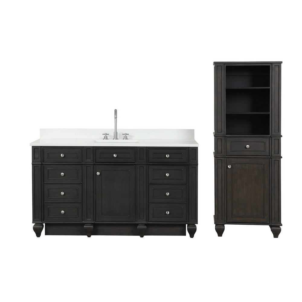 Design Element WN-60S-W Winston 60 Inch Freestanding Single Sink Bathroom Vanity