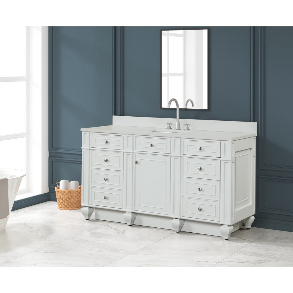 Design Element WN-60S-W Winston 60 Inch Freestanding Single Sink Bathroom Vanity