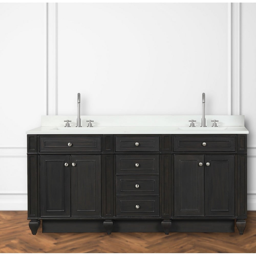 Design Element WN-72-BR Winston 72 Inch Freestanding Double Sink Bathroom Vanity