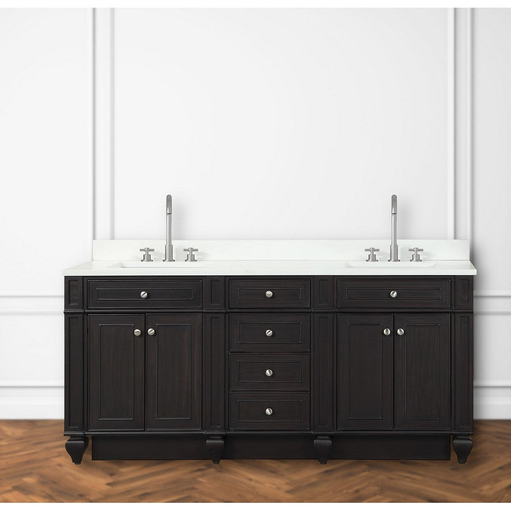 Design Element WN-72-BR Winston 72 Inch Freestanding Double Sink Bathroom Vanity