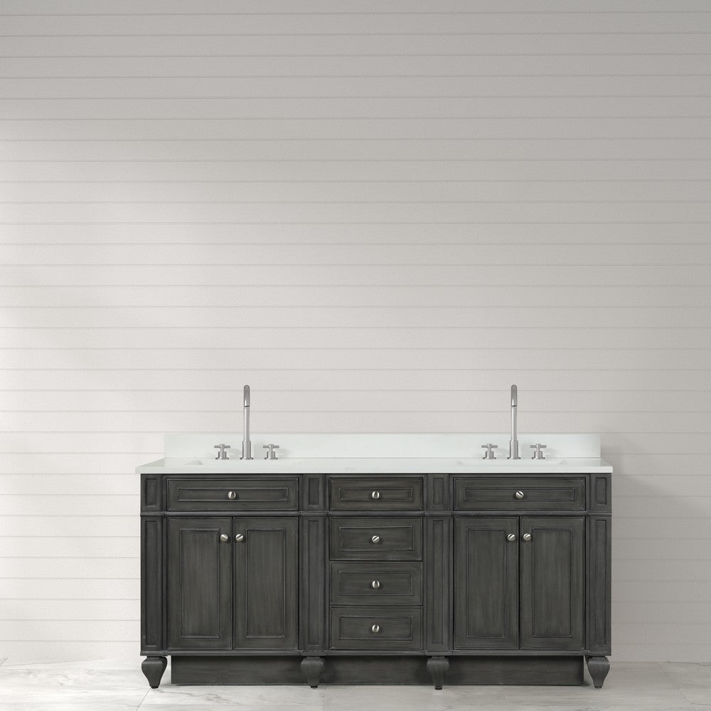 Design Element WN-72-BR Winston 72 Inch Freestanding Double Sink Bathroom Vanity