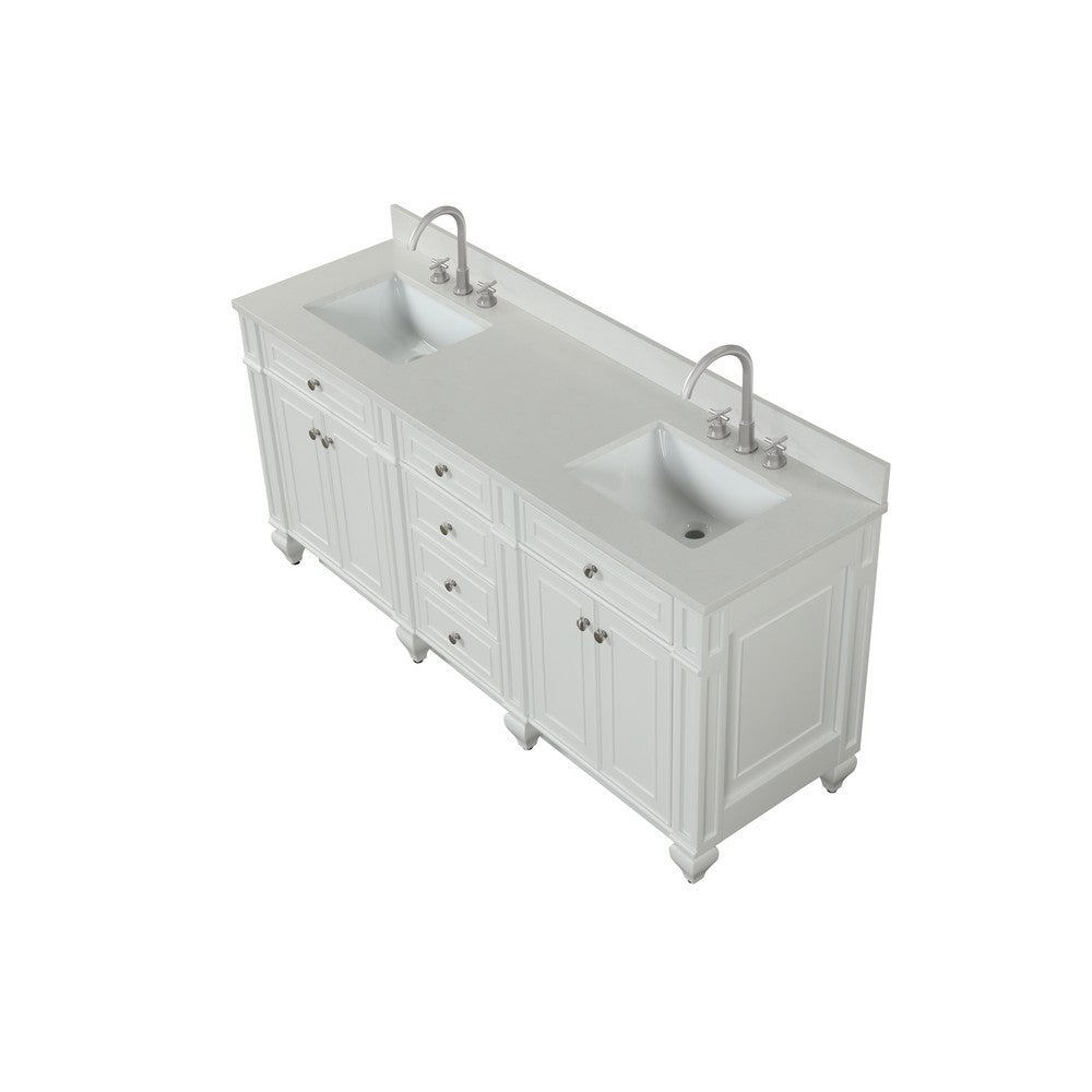 Design Element WN-72-BR Winston 72 Inch Freestanding Double Sink Bathroom Vanity