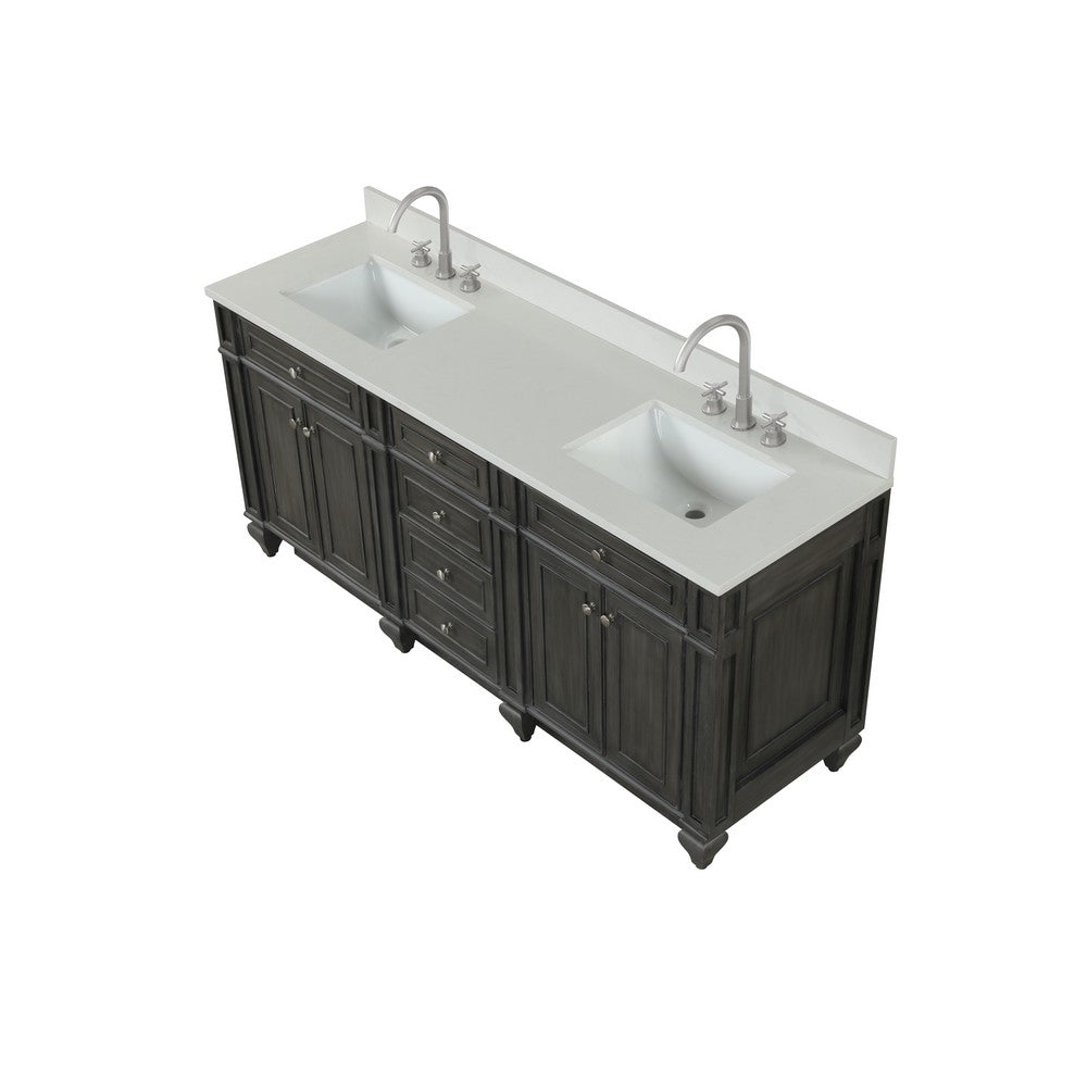 Design Element WN-72-BR Winston 72 Inch Freestanding Double Sink Bathroom Vanity