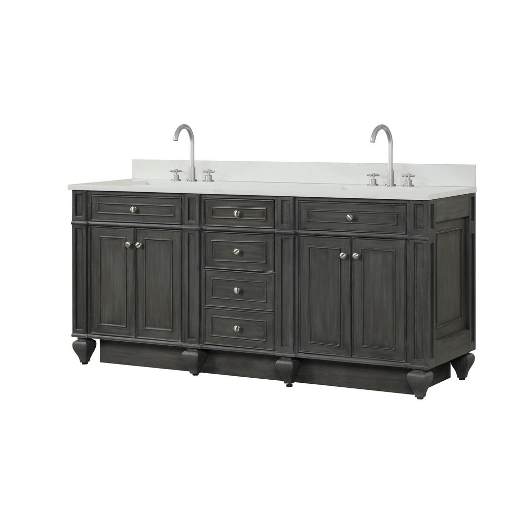 Design Element WN-72-BR Winston 72 Inch Freestanding Double Sink Bathroom Vanity