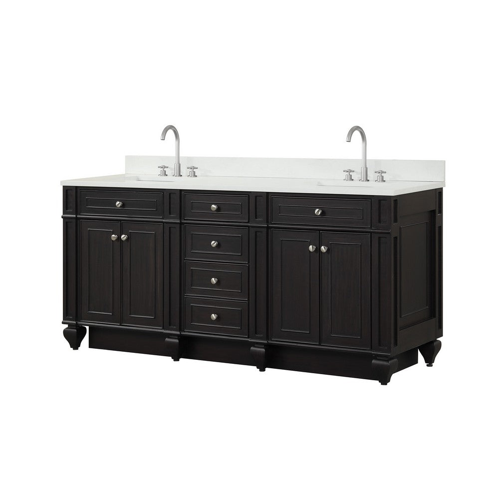 Design Element WN-72-BR Winston 72 Inch Freestanding Double Sink Bathroom Vanity