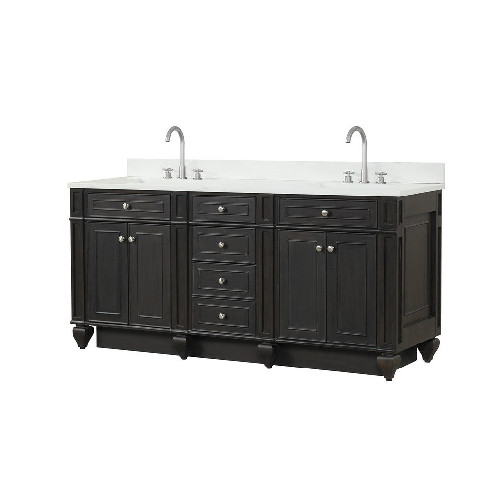 Design Element WN-72-BR Winston 72 Inch Freestanding Double Sink Bathroom Vanity