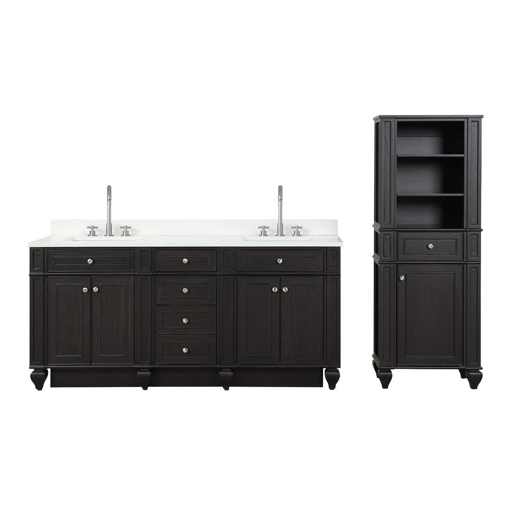 Design Element WN-72-BR Winston 72 Inch Freestanding Double Sink Bathroom Vanity