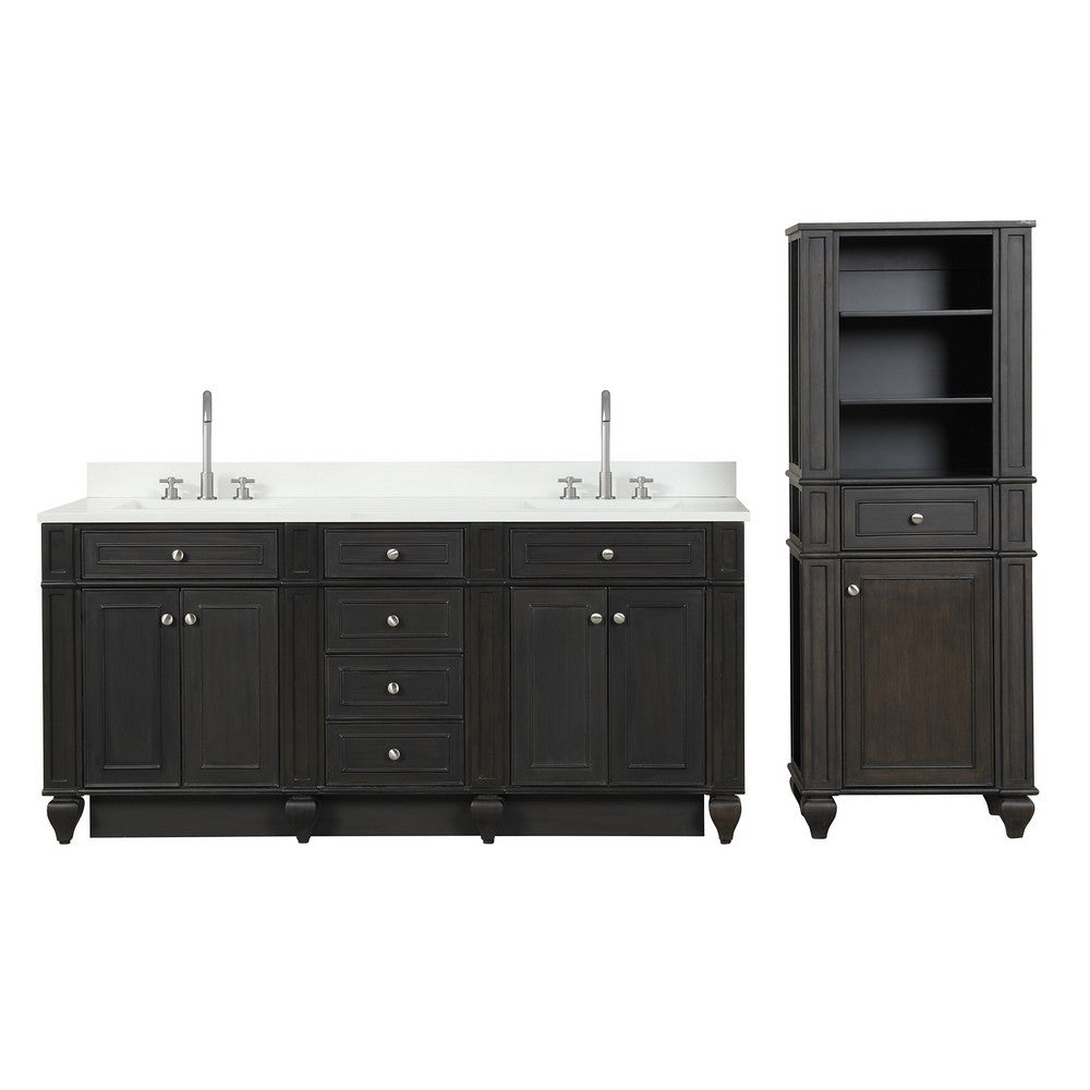 Design Element WN-72-BR Winston 72 Inch Freestanding Double Sink Bathroom Vanity