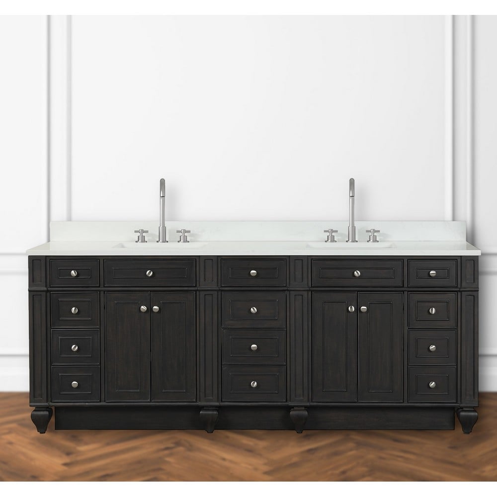 Design Element WN-84-BR Winston 84 Inch Freestanding Double Sink Bathroom Vanity