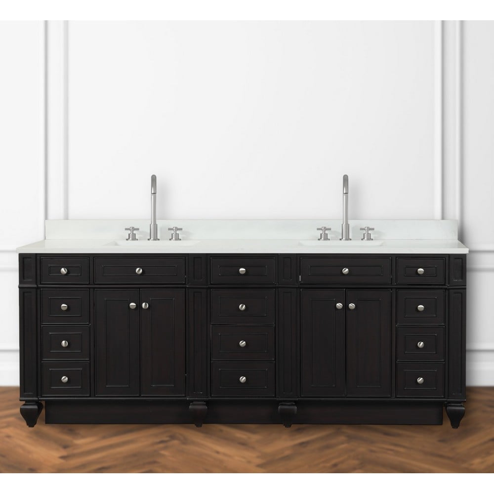 Design Element WN-84-BR Winston 84 Inch Freestanding Double Sink Bathroom Vanity