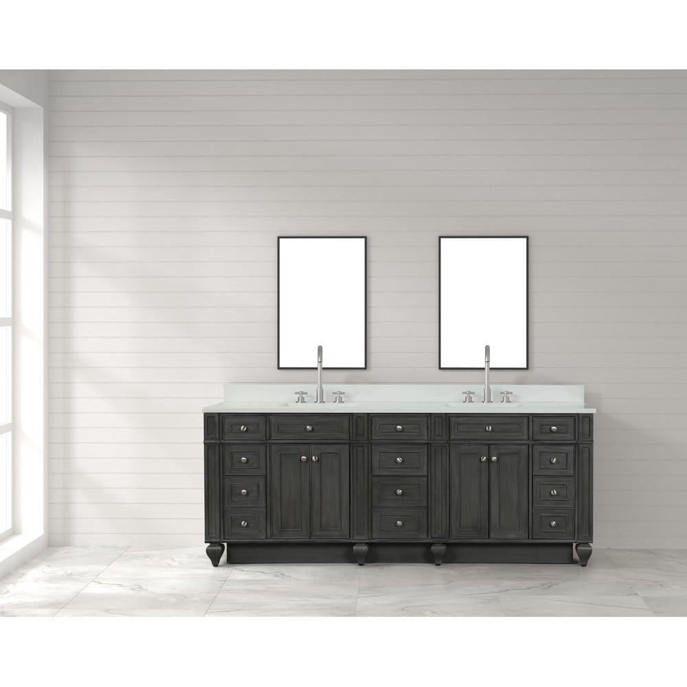 Design Element WN-84-BR Winston 84 Inch Freestanding Double Sink Bathroom Vanity