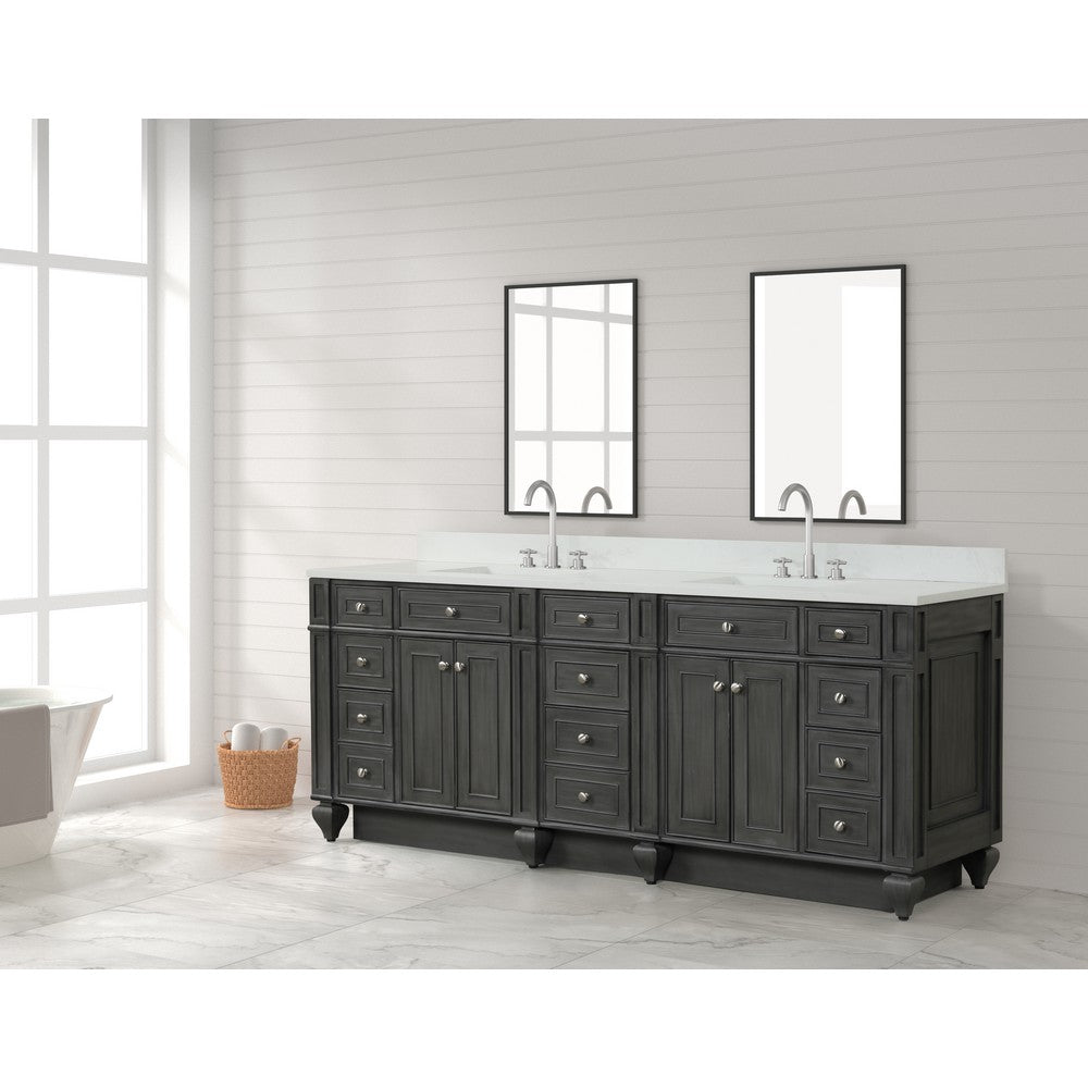 Design Element WN-84-BR Winston 84 Inch Freestanding Double Sink Bathroom Vanity