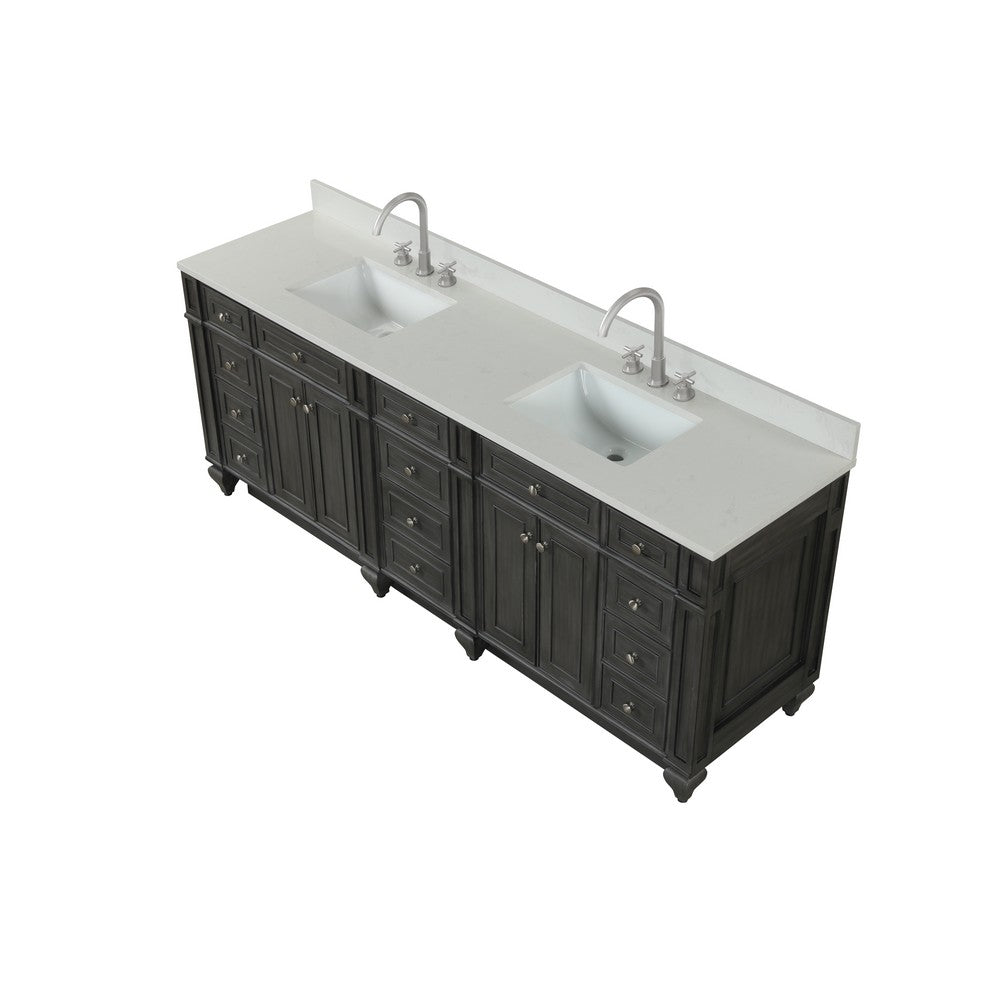 Design Element WN-84-BR Winston 84 Inch Freestanding Double Sink Bathroom Vanity