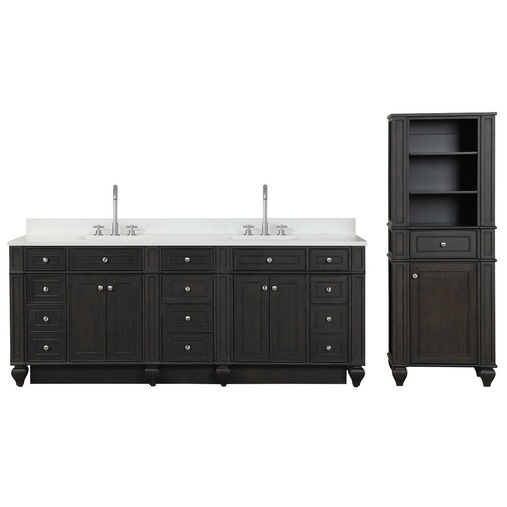 Design Element WN-84-BR Winston 84 Inch Freestanding Double Sink Bathroom Vanity