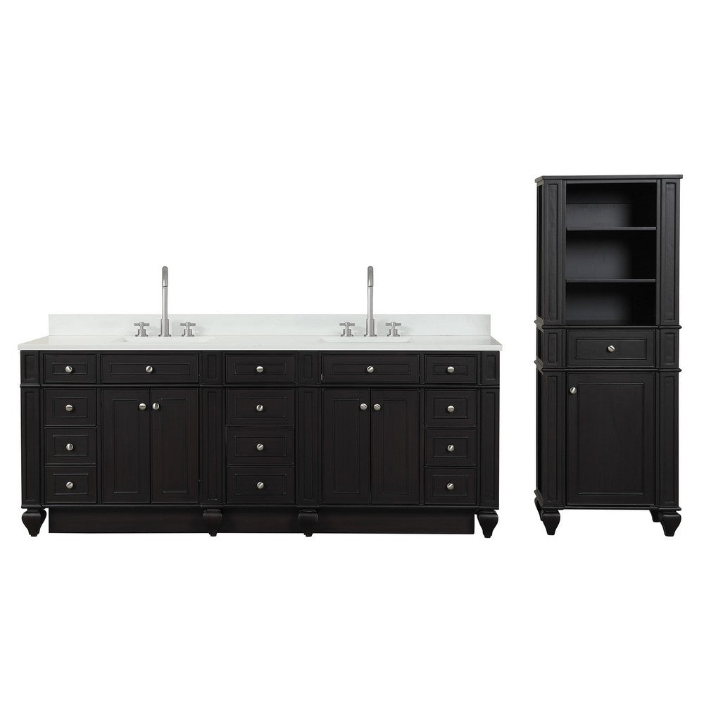 Design Element WN-84-BR Winston 84 Inch Freestanding Double Sink Bathroom Vanity