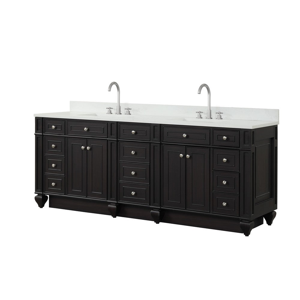 Design Element WN-84-BR Winston 84 Inch Freestanding Double Sink Bathroom Vanity