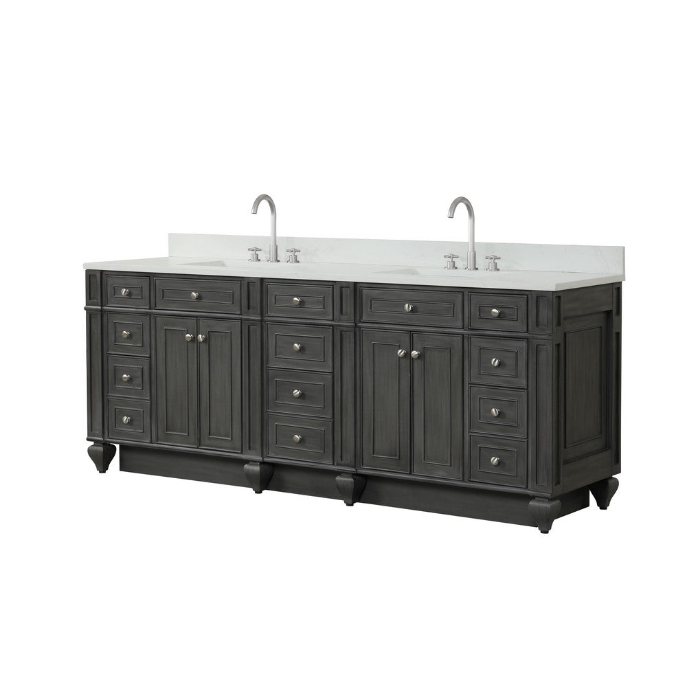 Design Element WN-84-BR Winston 84 Inch Freestanding Double Sink Bathroom Vanity