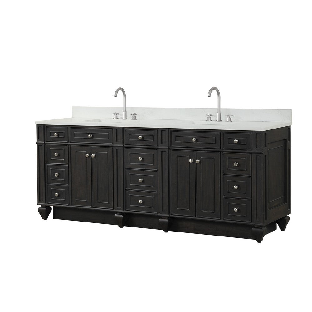 Design Element WN-84-BR Winston 84 Inch Freestanding Double Sink Bathroom Vanity