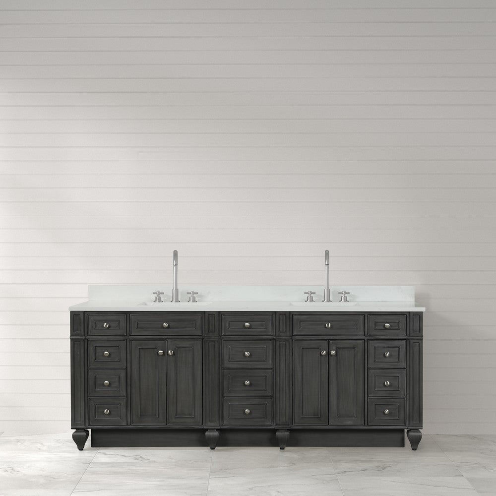 Design Element WN-84-BR Winston 84 Inch Freestanding Double Sink Bathroom Vanity