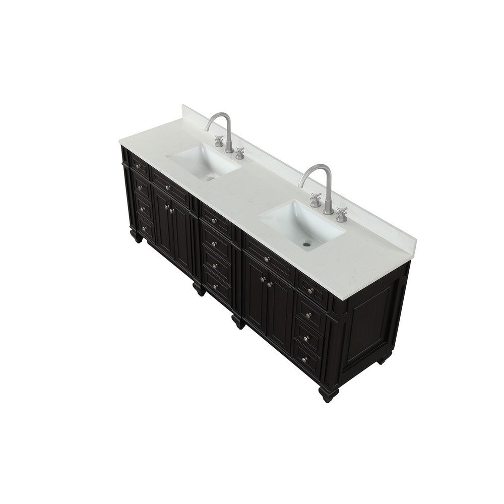 Design Element WN-84-BR Winston 84 Inch Freestanding Double Sink Bathroom Vanity