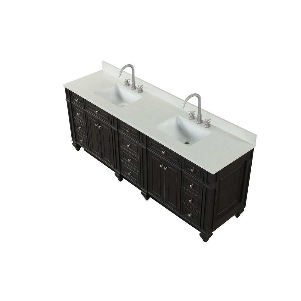 Design Element WN-84-BR Winston 84 Inch Freestanding Double Sink Bathroom Vanity