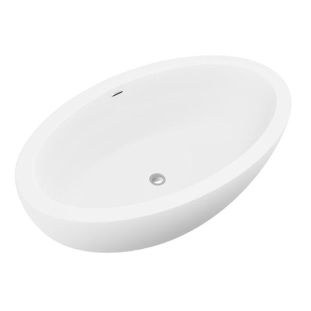 ANZZI Lusso 6.3 ft. Solid Surface Center Drain Freestanding Bathtub  FT-AZ504