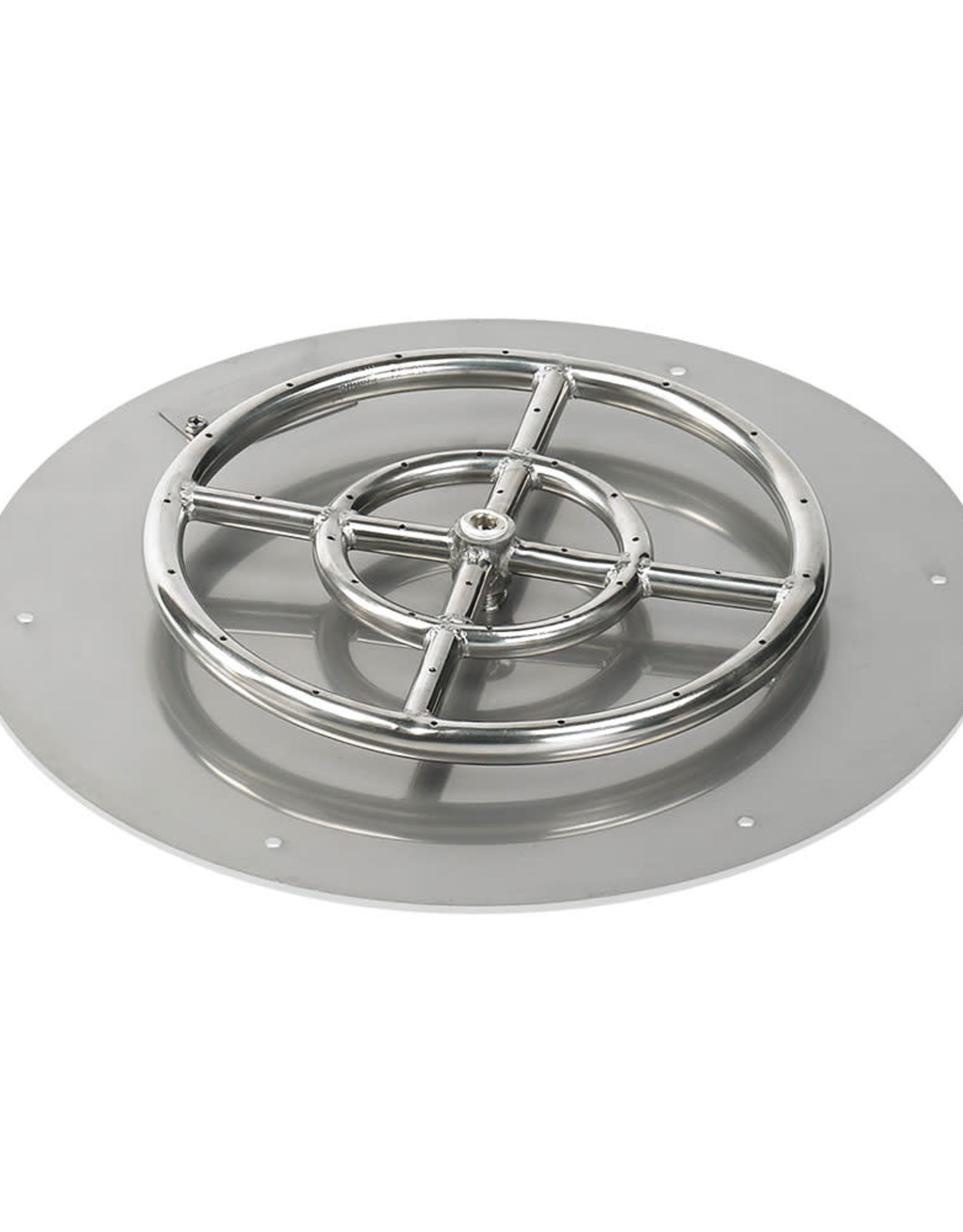 American Fire Glass 30" Round Stainless Steel Flat Pan w 18" Fire Ring - SSRFP30ASBL