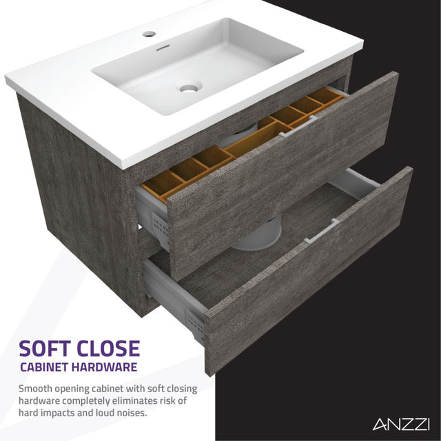 ANZZI Conques 30 in W x 20 in H x 18 in D Bath Vanity with Cultured Marble Vanity Top in White with White Basin VT-CT30-GY