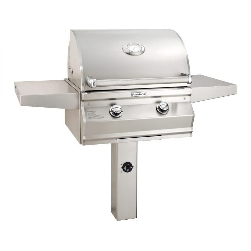 Fire Magic Choice C430S Gas Grill With Analog Thermometer On In-Ground Post - C430S-RT1P-G6