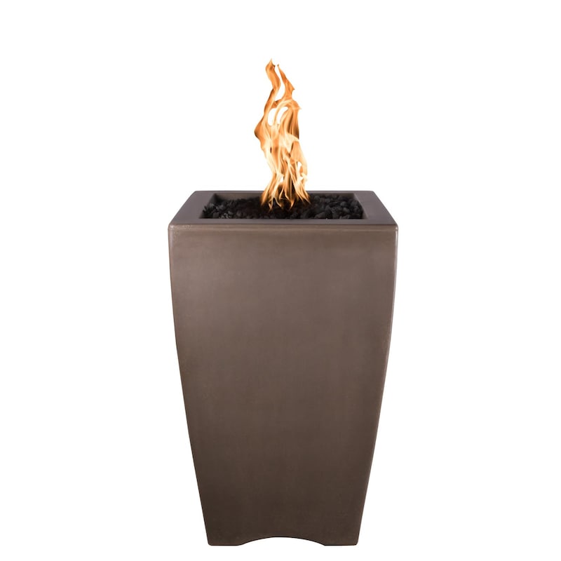 Top Fires by The Outdoor Plus Baston 30-Inch Propane Fire Pillar - Ash Concrete - Match Light - No Access Door