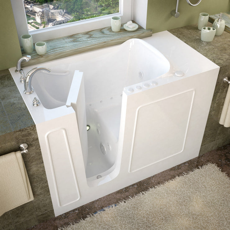 MediTub 2653 Walk-In-Tub 26 x 53 Bathtub, Whirpool & Air Jets Add-Ons 2653LBS