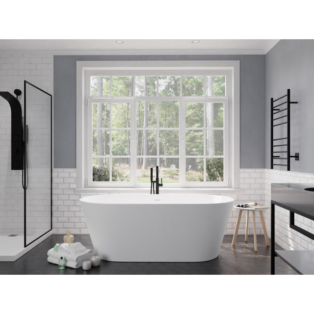 ANZZI Roccia 5.1 ft. Solid Surface Center Drain Freestanding Bathtub FT-AZ505