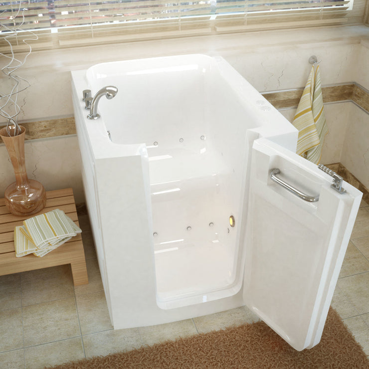 MediTub 3238 Walk-In-Tub 32 x 38 White Bathtub, Whirpool & Air Jets Add-Ons 3238LWS