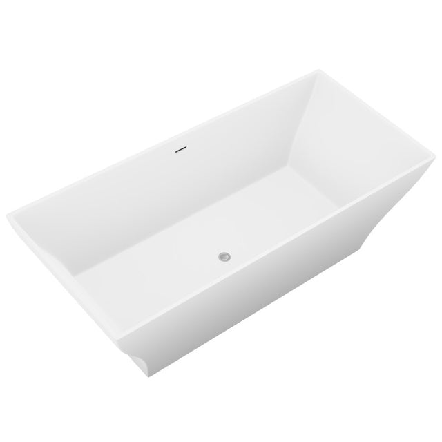 ANZZI Crema 5.9 ft. Solid Surface Center Drain Freestanding Bathtub FT-AZ509