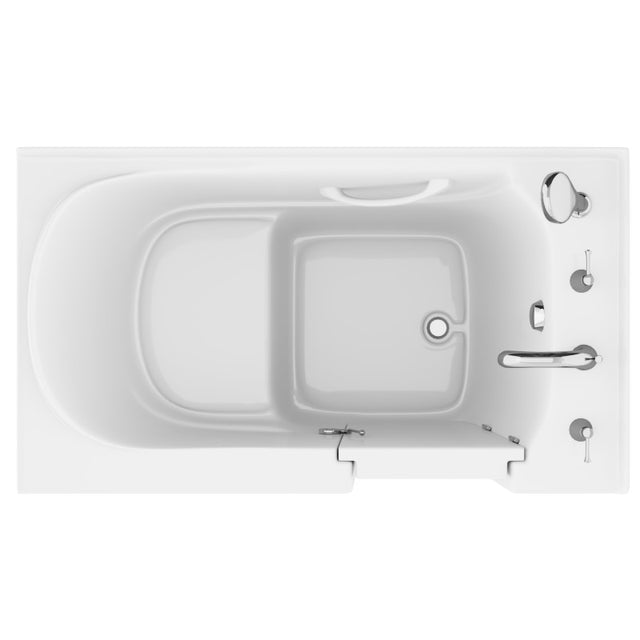 ANZZI 30 in. x 53 in. Right Drain Quick Fill Walk-In Soaking Tub in White  AMZ3053RWS