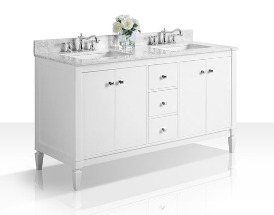 Ancerre Designs Kayleigh Bathroom Vanity With Sink And Carrara White Marble Top Cabinet Set