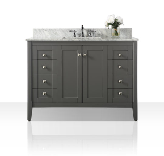 Ancerre Designs Shelton Bathroom Vanity With Sink And Carrara White Marble Top Cabinet Set