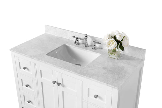 Ancerre Designs Maili Bathroom Vanity With Sink And Carrara White Marble Top Cabinet Set