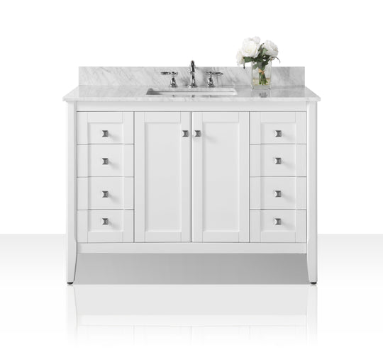 Ancerre Designs Shelton Bathroom Vanity With Sink And Carrara White Marble Top Cabinet Set