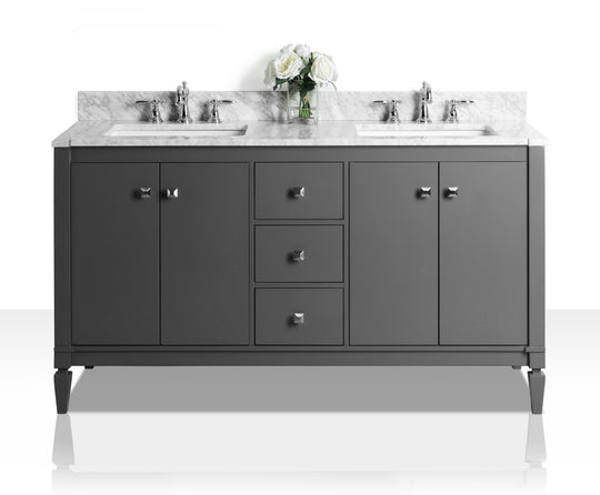 Ancerre Designs Kayleigh Bathroom Vanity With Sink And Carrara White Marble Top Cabinet Set