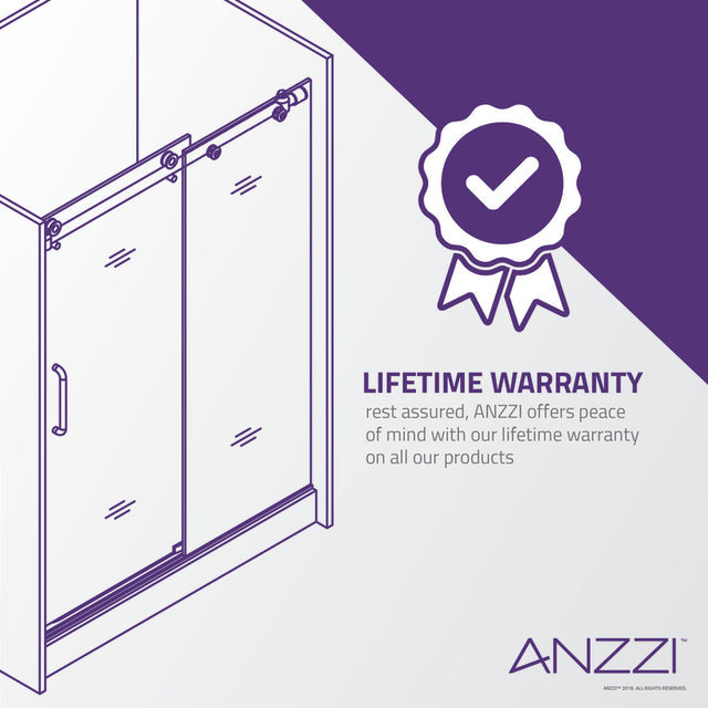 ANZZI Madam Series 48 in. by 76 in. Frameless Sliding Shower Door with Handle  SD-AZ13-01MB