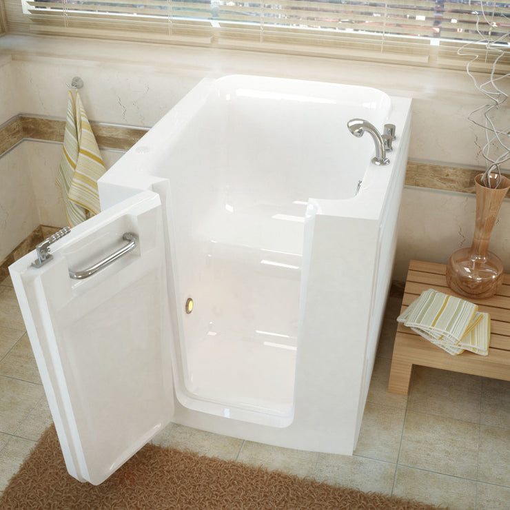 MediTub 3238 Walk-In-Tub 32 x 38 White Bathtub, Whirpool & Air Jets Add-Ons 3238LWS