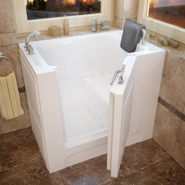 MediTub 2739 Walk-In-Tub 27 x 39 White Bathtub, Whirpool & Air Jets Add-Ons 2739LWD