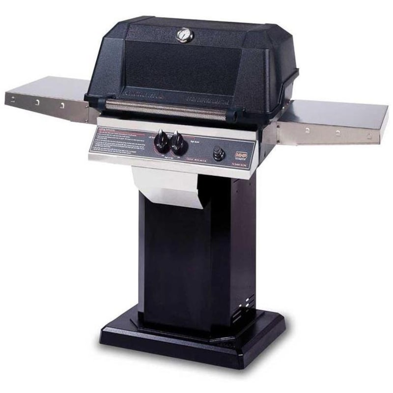 MHP WNK4DD Natural Gas Grill With Stainless Steel Shelves And SearMagic Grids On In-Ground Post WNK4DD-NS + MPP