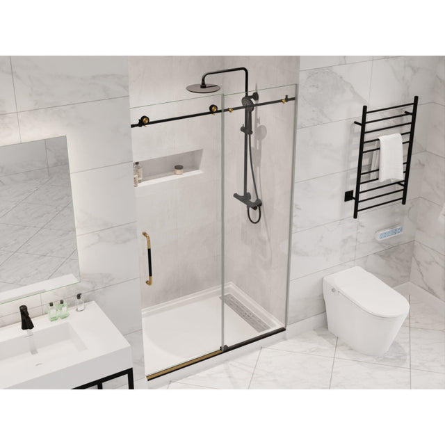 ANZZI Madam Series 48 in. by 76 in. Frameless Sliding Shower Door with Handle  SD-AZ13-01MB