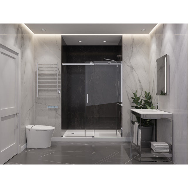 ANZZI Series 60 in. x 76 in. Frameless Sliding Shower Door with Handle in Chrome SD-FRLS05702CHR